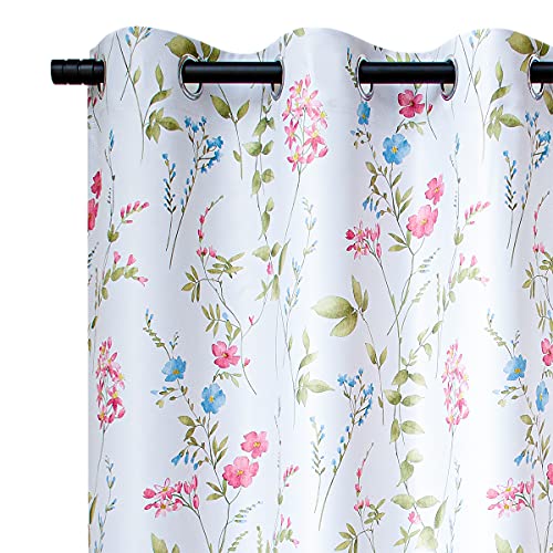 Farmhouse Floral Blackout Curtains for Living Room, 84 Inches, Boho Style