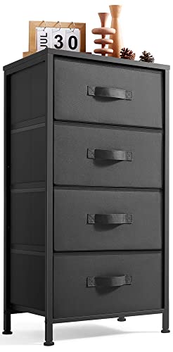 LINSY HOME Black Dresser with 4 Drawers