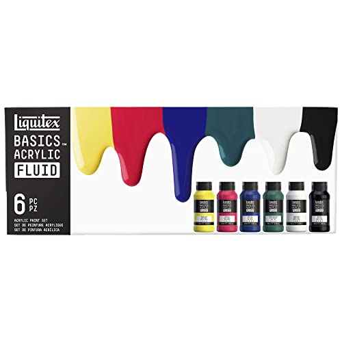 Liquitex BASICS Acrylic Fluid Paint, 6 x 118ml (4-oz.) Bottle Set