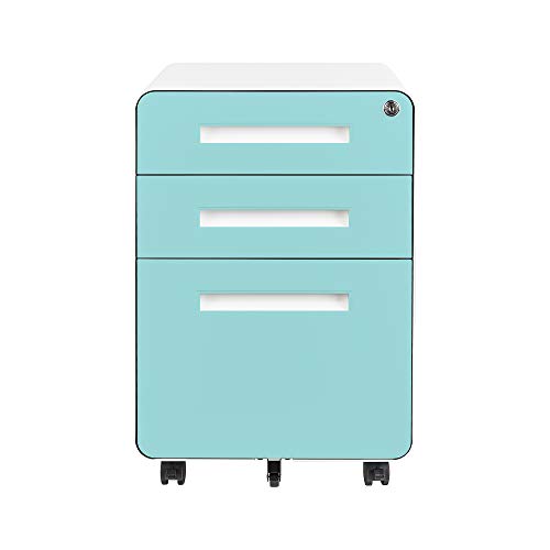 LISSIMO Rolling File Cabinet with Lock and 3 Drawers for Legal/Letter Size