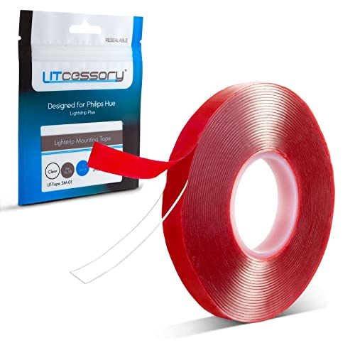 Litcessory Lightstrip Mounting Tape (16ft) for Philips Hue, LIFX Lightstrips, C by GE Light Strips