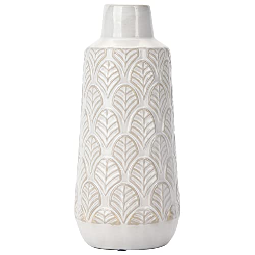 Modern White Ceramic Vase for Home Decor, Boho Flower Vase