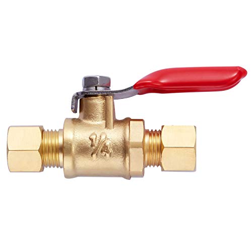 Litorange Lead-Free Brass Mini Ball Valve - 1/4 inch Compression Fitting