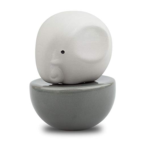 Lively Breeze Elephant Ceramic Diffuser for Aromatherapy, Grey Vase