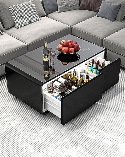 LIVTAB Smart Coffee Table with Built-in Fridge and Wireless Charging