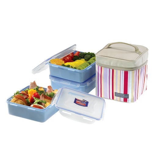 LOCK & LOCK Square Lunch Box Set with Insulated Stripe Bag