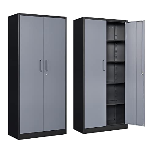 Lockable 71" Steel Storage Cabinet with 4 Shelves