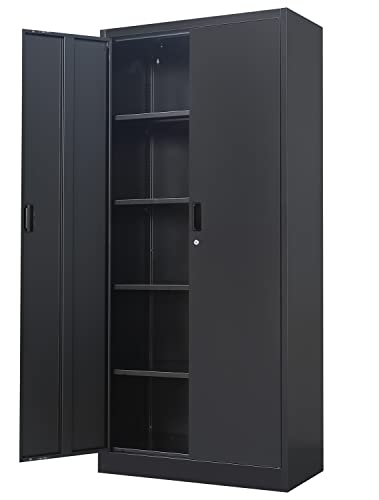 Lockable Metal Storage Cabinet with Adjustable Shelves