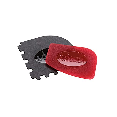 Lodge L8SGP3ASHH41B Cast Iron Square Grill Pan with Red Silicone
