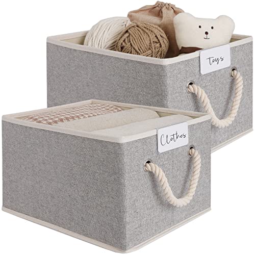 GRANNY SAYS Clothing Storage Bins for Closet with Handles, Foldable  Rectangle Baskets, Fabric Containers Boxes for Organizing Shelves Bedroom,  Gray, Large, 3-Pack