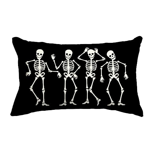 Whaline 4 Pieces Halloween Pillow Case, Orange and Black Pillow Cover,  Happy Halloween Linen Sofa Bed Throw Cushion Cover Decora