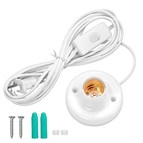 Long Extension Cord Light Socket with On/Off Switch for Garage Lighting