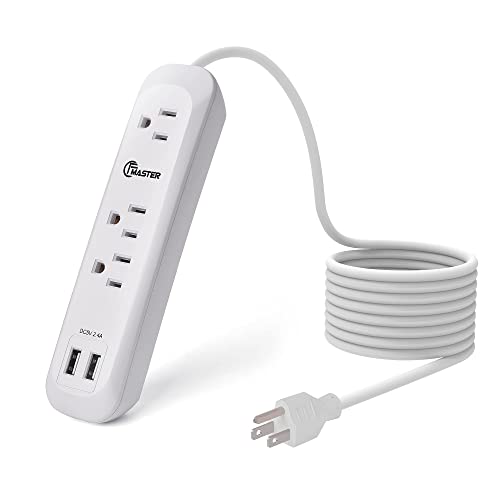 Long Extension Cord Power Strip with USB Ports