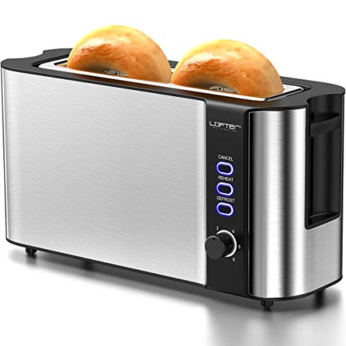 Long Slot Toaster, 2 Slice Toaster with Warming Rack
