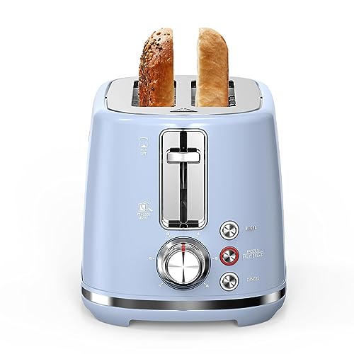 Longdeem 4-Slice Toaster, Stainless Steel with Extra-Wide Slots, Bagel/defrost/cancel, 6 Settings, Easy Clean Tray, Large Handle, Chrome Accents in St