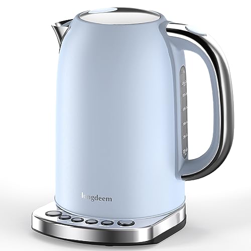 Pastel Blue Fast-Boiling Electric Tea Kettle - 1.7L, Stainless Steel, Cordless