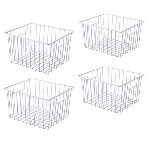 SANNO Freezer Baskets Farmhouse Organizer Wire Metal Storage Bins