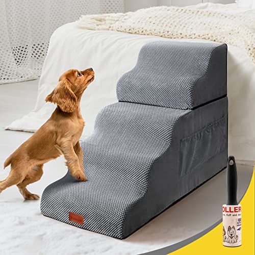 LOOBANI Dog Stairs - Soft Foam, Non-Slip Pet Stairs for Bed