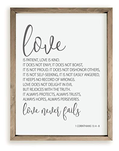 Love is Patient Love is Kind Wood Farmhouse Wall Sign