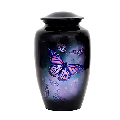 Lovely Butterfly Black Finish Cremation Urn