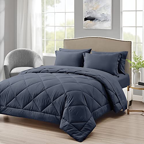 Love's Cabin Twin Comforter Set Navy Blue