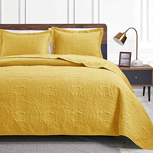 Modern Yellow Queen Bed Quilt Set - 3 Piece Lightweight Coverlet" - Love's Cabin