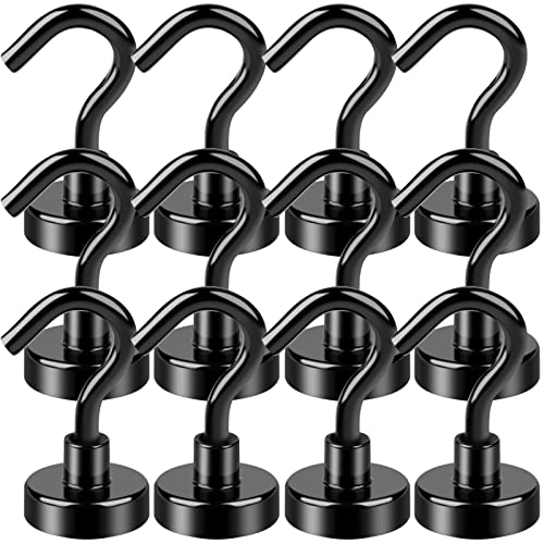 Strong 25Lbs Magnetic Hooks for Refrigerator, Cruise, Office - Pack of 12