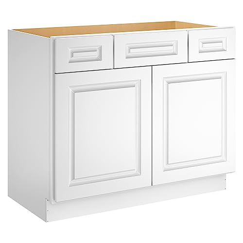 LOVMOR 42 Inch White Storage Cabinet for Bathroom, Kitchen, Laundry Room