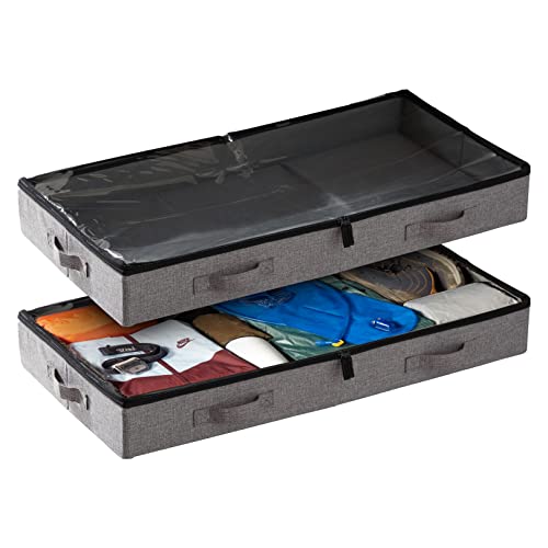 Low Profile Under Bed Storage Containers, 4.5'' Tall and Fits Beds 5'' Off The Floor, Sturdy Sidewalls and Bottom - 33''x17'', Set of 2 (2 Pack, Low Profile)