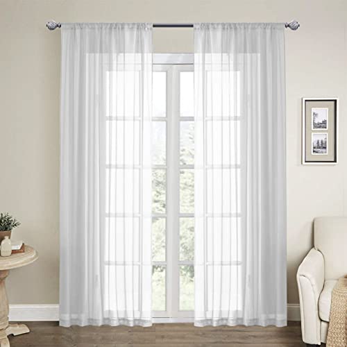 LOYOLADY Sheer Curtains Set 102 inches Long
