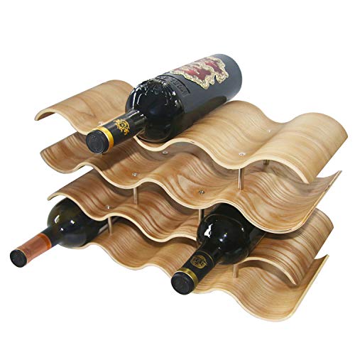 LUCKEG 4 Tier Wooden Wave Wine Rack