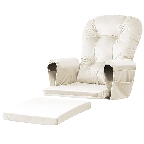 Lucky Monet Glider Rocker Cushions Set - Velvet Replacement Cushions, Beige