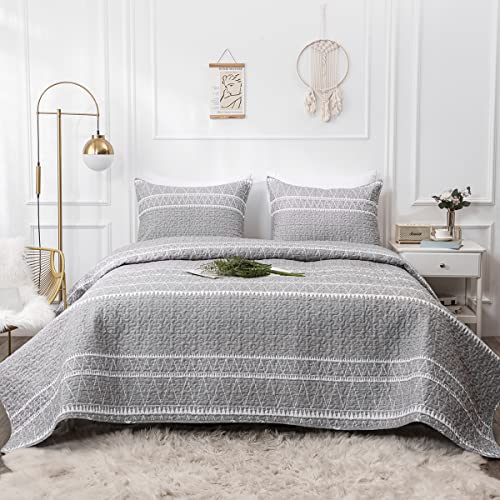LUCKYBULL Grey Quilt Set Bedspread King XL