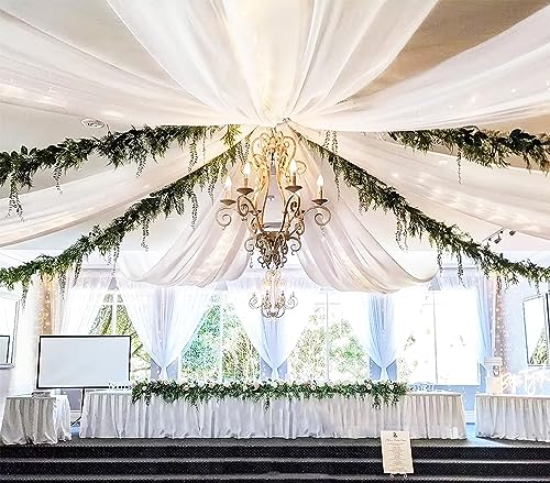 Wedding Arch Draping Fabric,2 Panel 28 x 19Ft White Wedding Arch Drapes  Sheer Backdrop Curtain for Wedding Ceremony Party Ceiling Decor