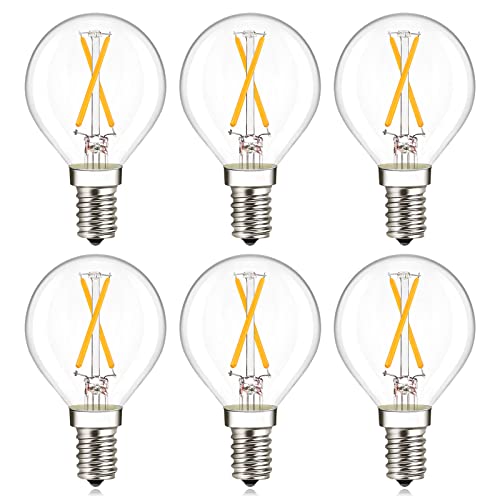 LUMILECT G16.5 LED Bulb E12 G16 1/2 Round LED Candelabra Bulb 25W Equivalent, Soft Warm White 2700K AC120V 200lm 2W G50 LED Globe Bulbs for Ceiling Fan,Chandelier,Vanity Light Bulb, 6 Pack