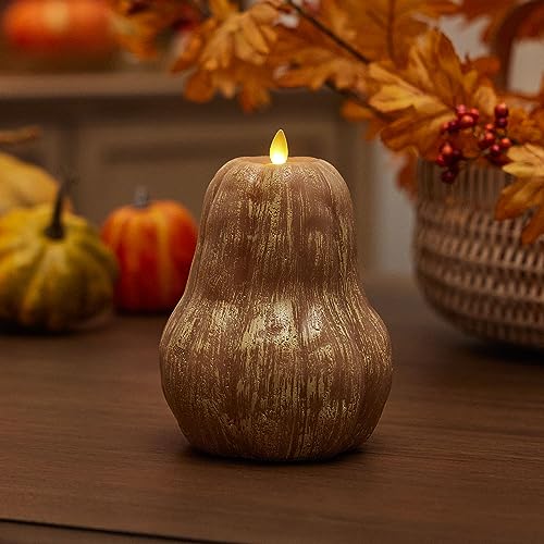 Rustic Gourd Figural Flameless Candle for Fall Decor