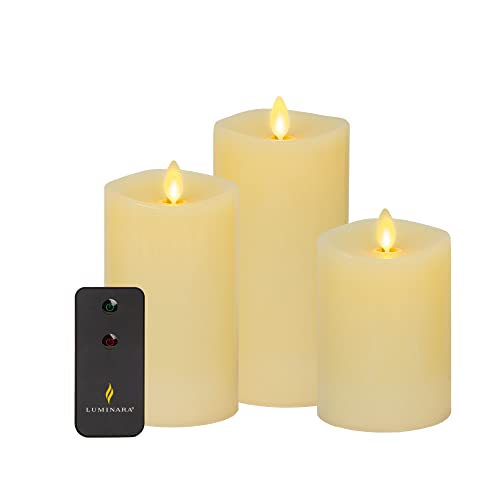 Luminara Realistic Flameless Pillar Candles - Set of 3