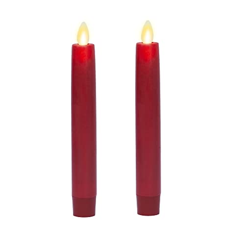 Set of 2 Luminara Moving Flame LED Tapers (6-inch), Red