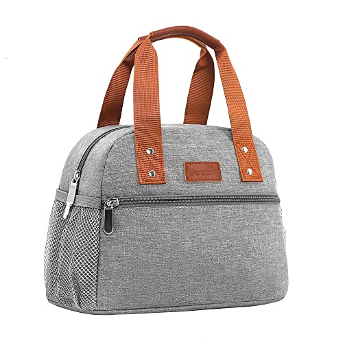 Lunch Bag for Women Freezable Lunch Tote Bag Organizer Reusable Cooler Lunch Box for Adult Outdoor Work,School and Picnic Insulated Lunch Bag with Pocket (Gray)
