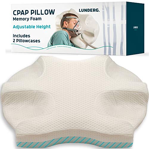 Lunderg CPAP Pillow: Memory Foam, 2 Pillowcases, Side Sleepers