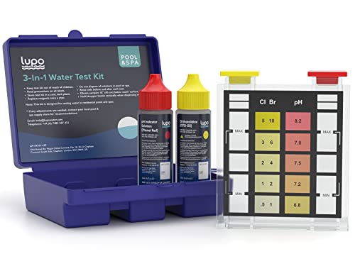 Lupo Pool & Spa Water Test Kit for pH, Chlorine, and Bromine