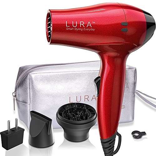 LURA Mini Travel Hair Dryer with Diffuser and Concentrator