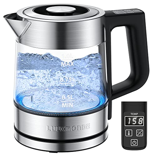  Stariver Electric Kettle, 2L Electric Tea Kettle, BPA-Free  Glass Kettle with LED, Hot Water Kettle with Fast Boil, Auto Shut-Off &  Boil-Dry Protection, Stainless Steel Inner Lid & Bottom, Black: Home