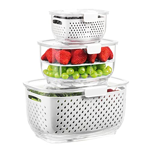 AOSION 8 Pieces Fruit Storage Containers For Fridge, Large Produce Saver  Berry Lettuce Containers For Refrigerator Organizers Bins, Fruit Vegetable