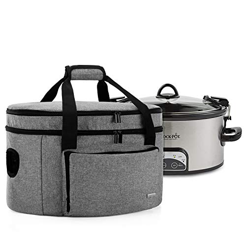 HOMEST Slow Cooker Bag for Crock-Pot 6-8 Quart, Insulated Travel Carrier  with Easy to Clean Lining, Carry Case with Top Zip Compartment and  Accessory
