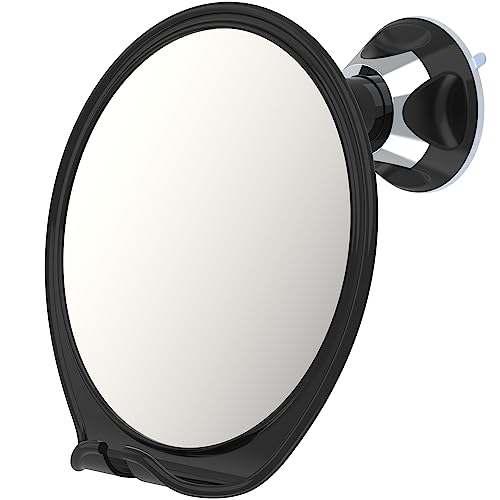 Luxo Shower Mirror with Razor Holder - Shatterproof, Fogless, Black