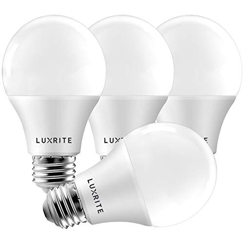 LUXRITE A19 LED Light Bulb 60W Equivalent, 5000K Bright White Dimmable, 800 Lumens