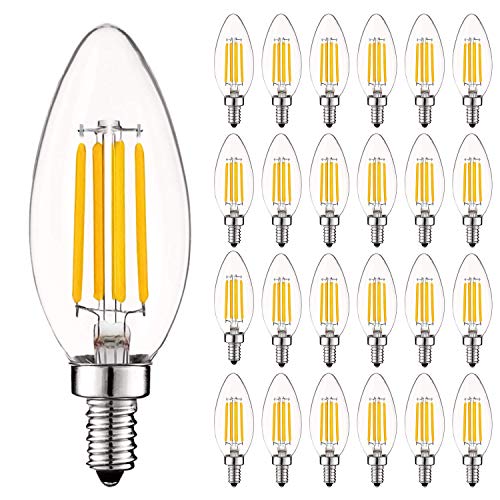 LUXRITE Vintage Candelabra LED Bulb 60W Equivalent (24 Pack)