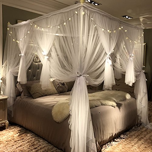 Luxurious 4 Corners Post Canopy Bed Curtain - Cozy and Elegant