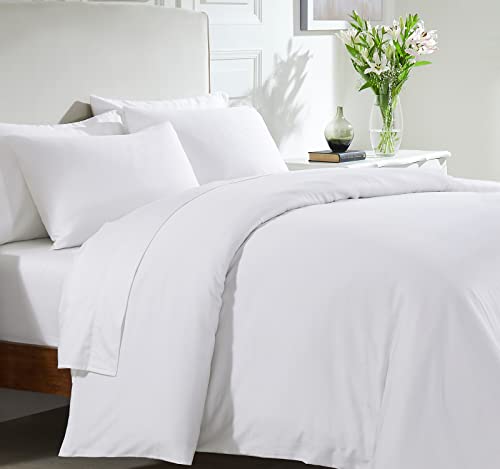 Luxurious 400 Thread Count Cotton Duvet Cover - Pure White, Queen